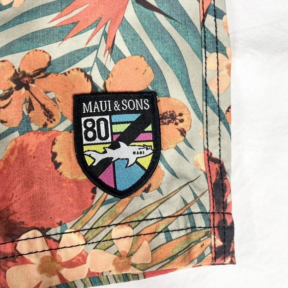 Maui And Sons Mens Floral Multicolor Swin Board Shorts Size 34 - Picture 4 of 10